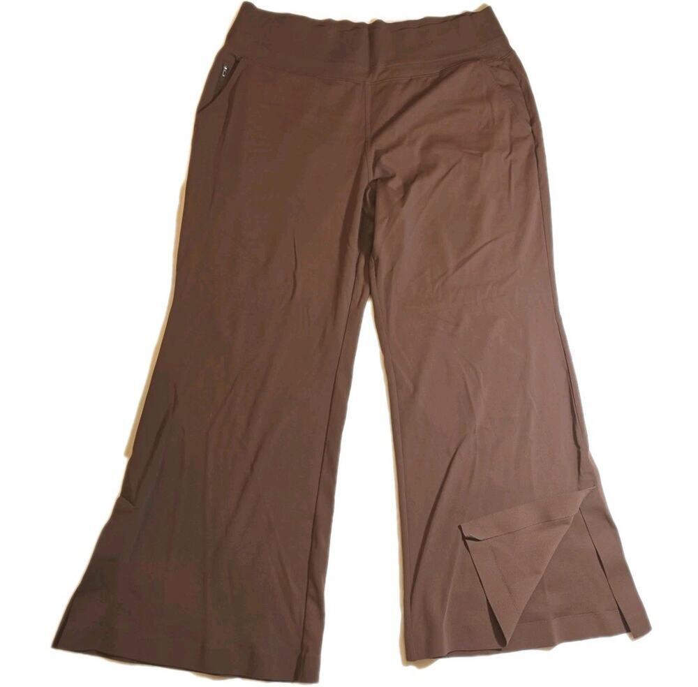 Athleta Venice Flare Pants Women's Brown Wide Slit Leg High Rise Size 2X